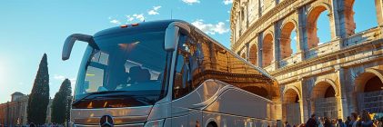 Charter bus rental in Rome. Coach with driver