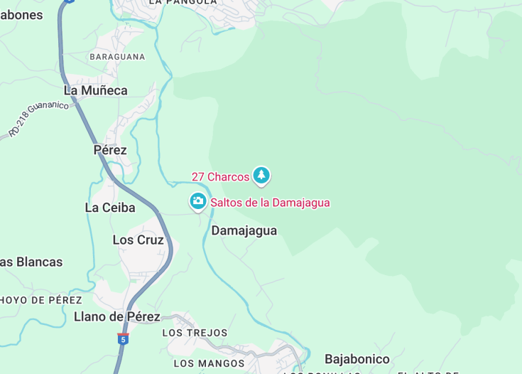 Map of 27 Waterfalls of Damajagua, Puerto Plata