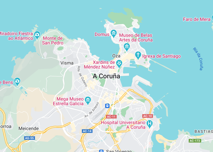 Map of A Coruña, Spain