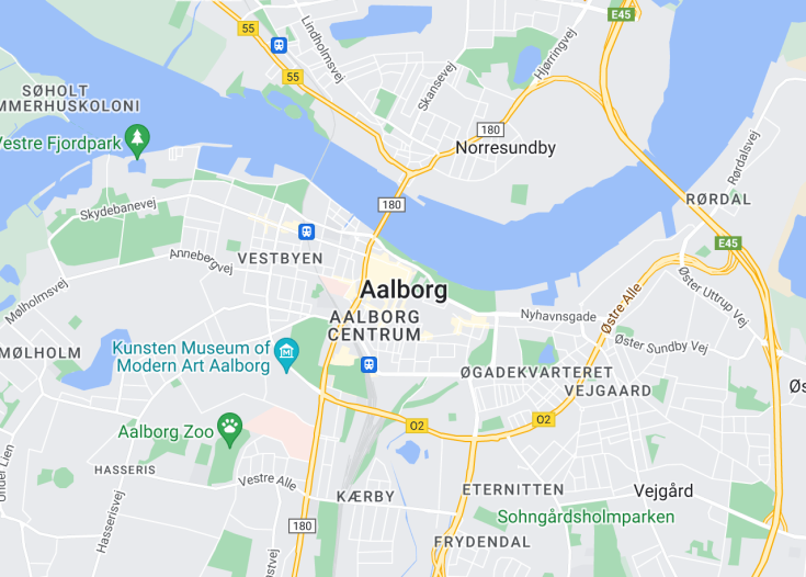 Map of Aalborg, Denmark