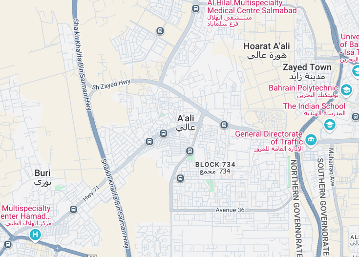 Map of A’ali, Bahrain