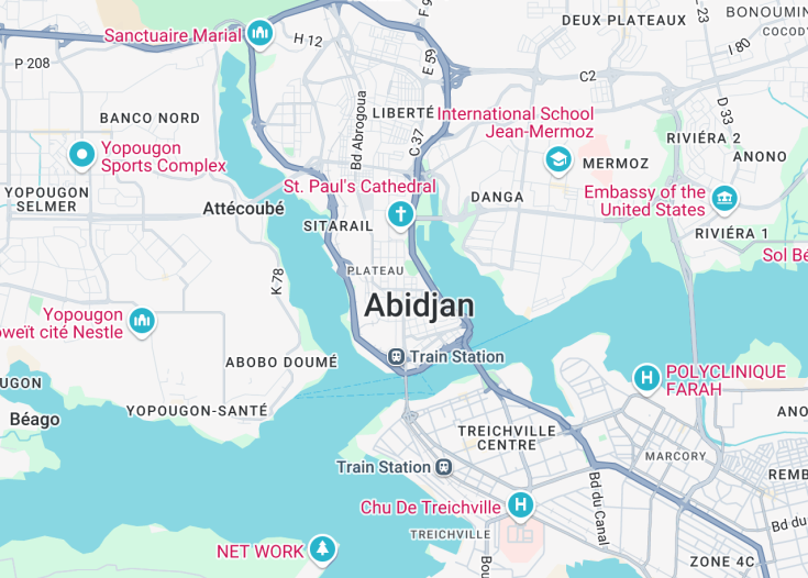 Map of Abidjan, Côte d’Ivoire