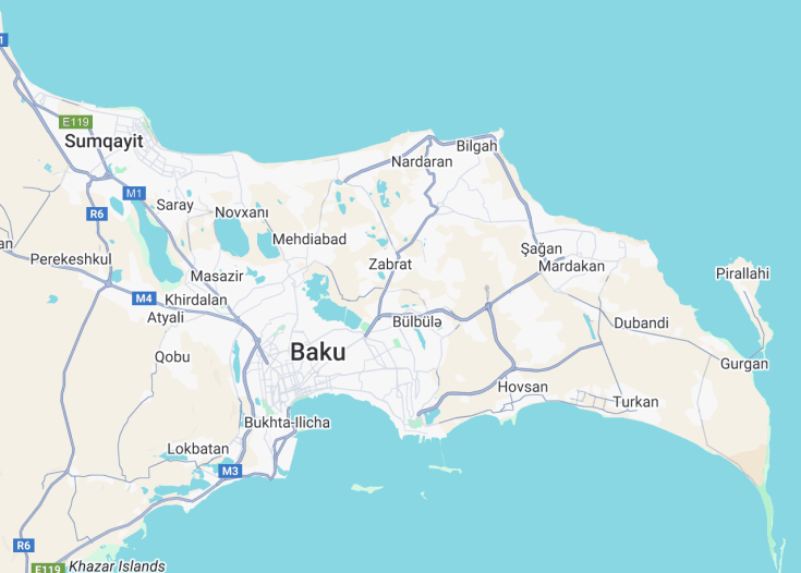 Map of Absheron peninsula, Azerbaijan