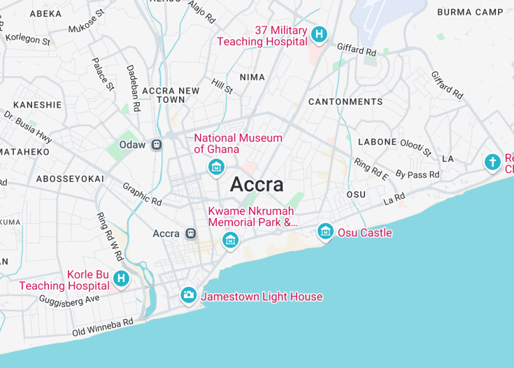 Map of Accra, Ghana