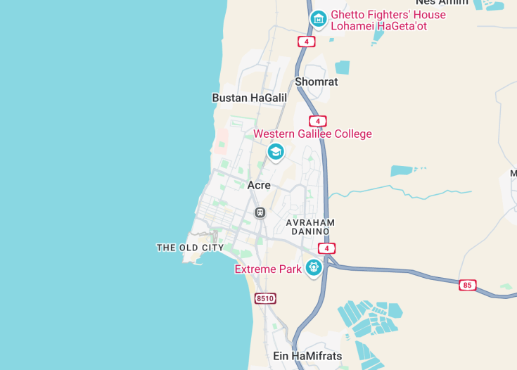 Map of Acre, Israel