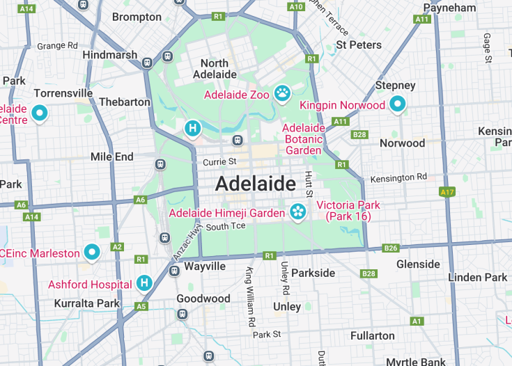 Map of Adelaide, Australia