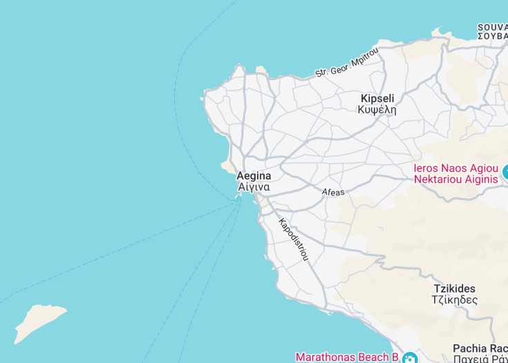 Map of Aegina (town), Greece