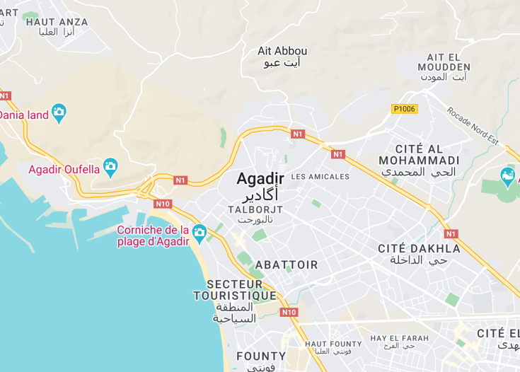 Map of Agadir, Morocco