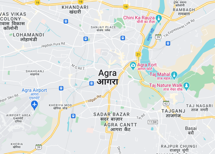 Map of Agra, India