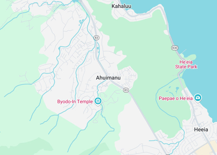 Map of Ahuimanu, Hawaii (USA)