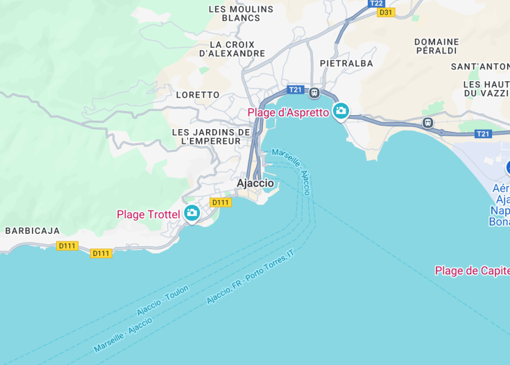 Map of Ajaccio, Corsica (France)