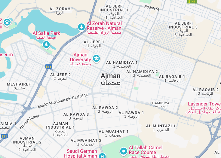 Map of Ajman, United Arab Emirates