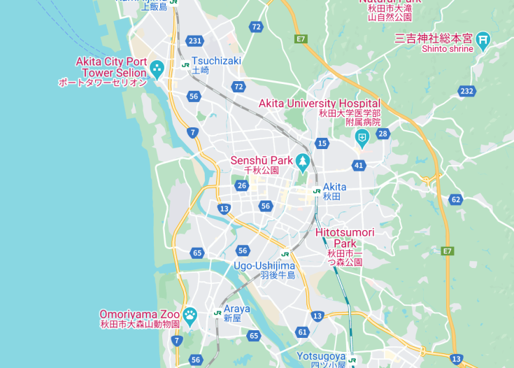 Map of Akita, Japan