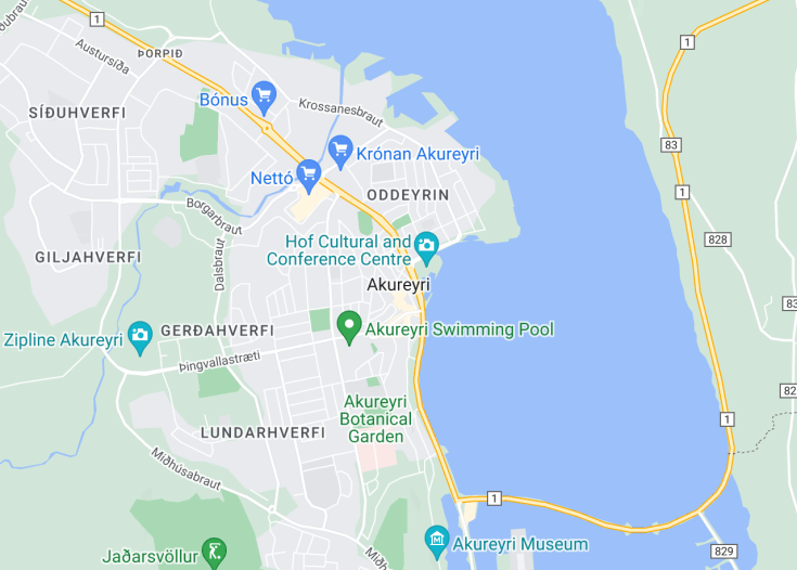 Map of Akureyri, Iceland