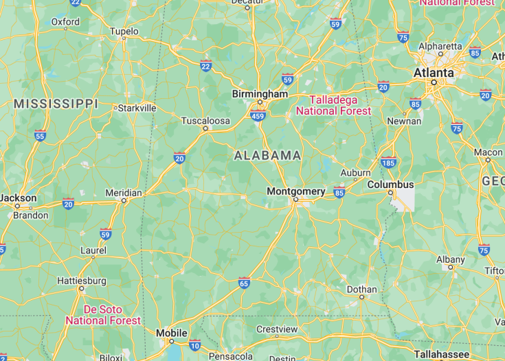 Map of Alabama (USA), 