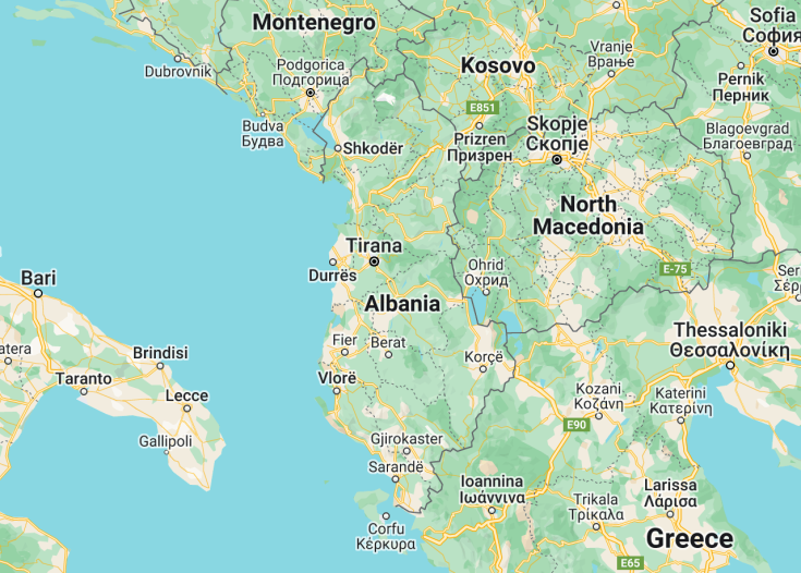 Map of Albania, 