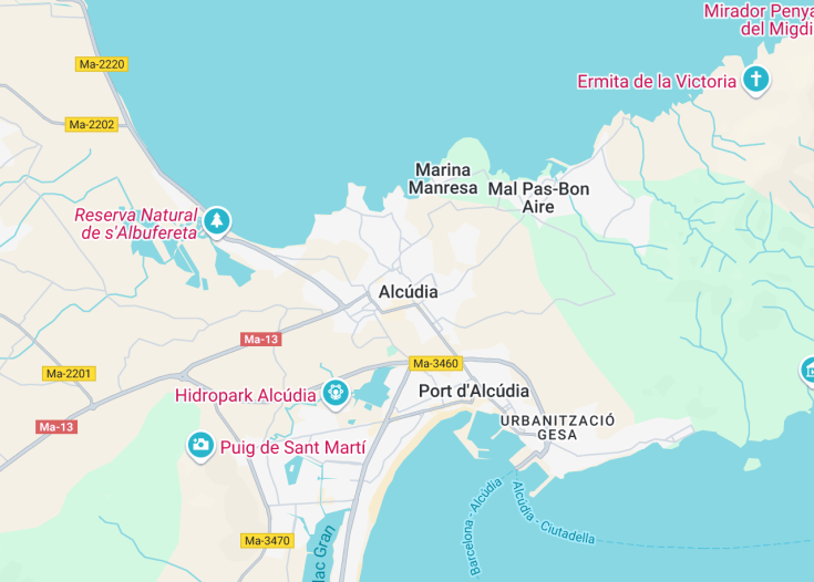 Map of Alcúdia, Mallorca (Balearic Islands, Spain)