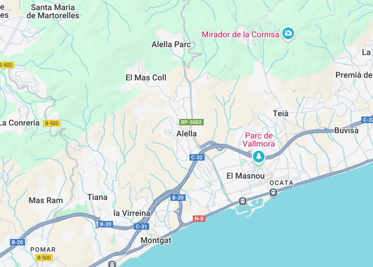 Map of Alella, Spain