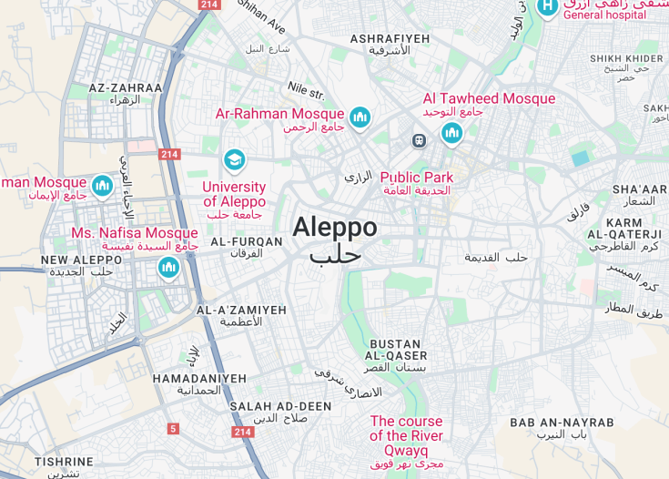 Map of Aleppo, Syria