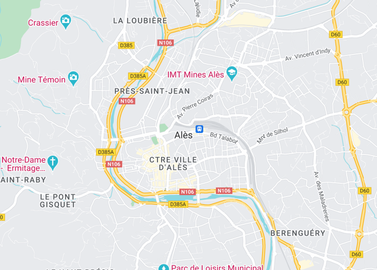 Map of Alès, France