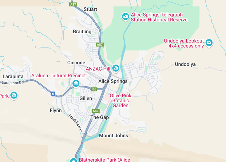 Map of Alice Springs, Australia