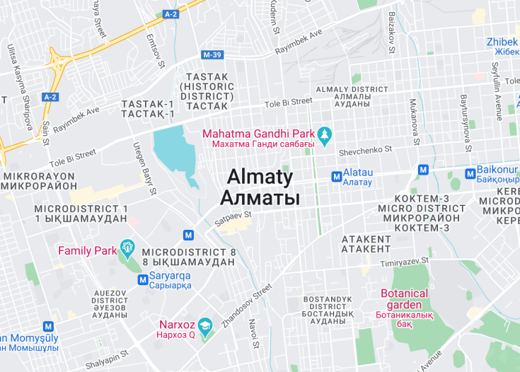 Map of Almaty, Kazakhstan