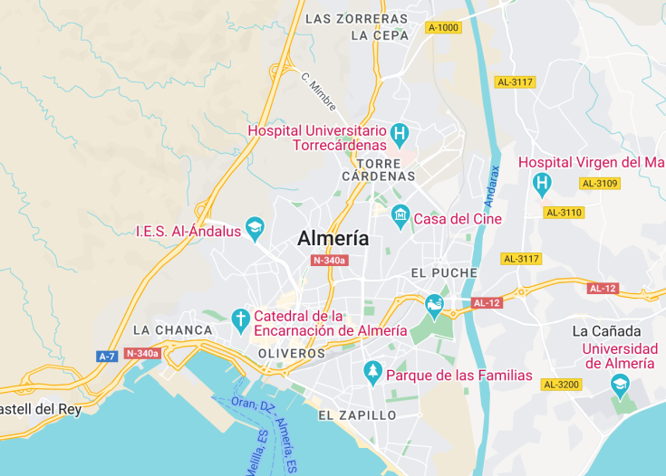 Map of Almeria, Spain