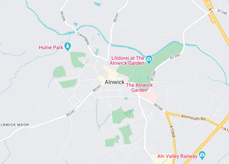 Map of Alnwick, England (United Kingdom)