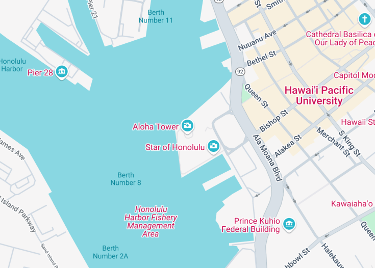 Map of Aloha Tower, Honolulu