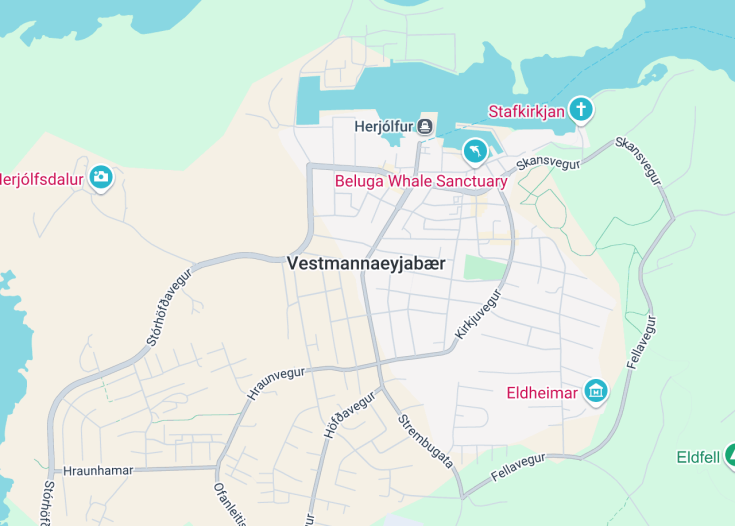 Map of Álsey island, Vestmannaeyjar (Iceland)