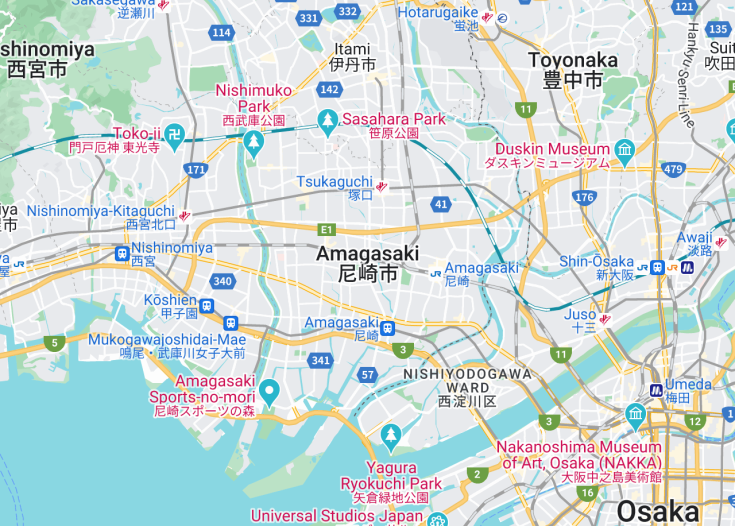 Map of Amagasaki, Japan