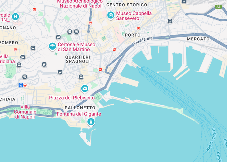 Map of Amalfi coast, Naples