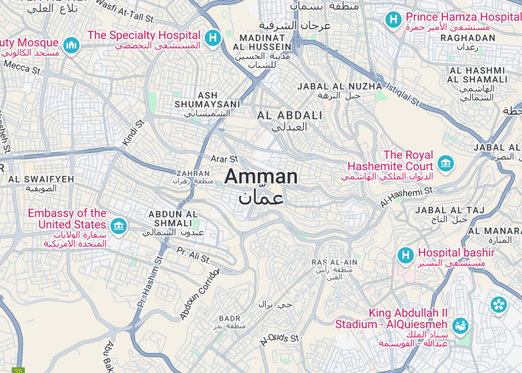 Map of Amman, Jordan