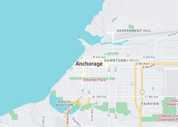 Map of Anchorage, Alaska (USA)