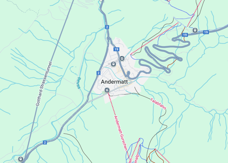 Map of Andermatt, Switzerland