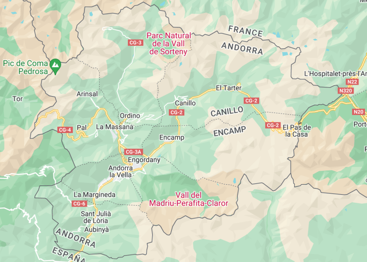 Map of Andorra, 