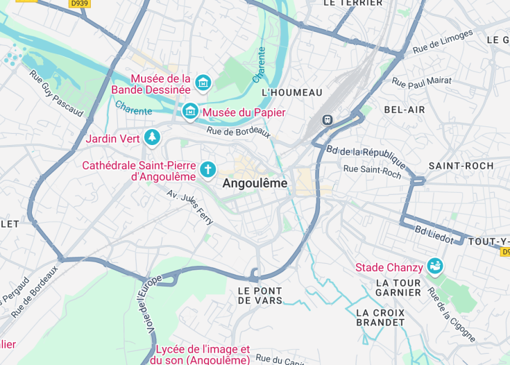 Map of Angoulême, France