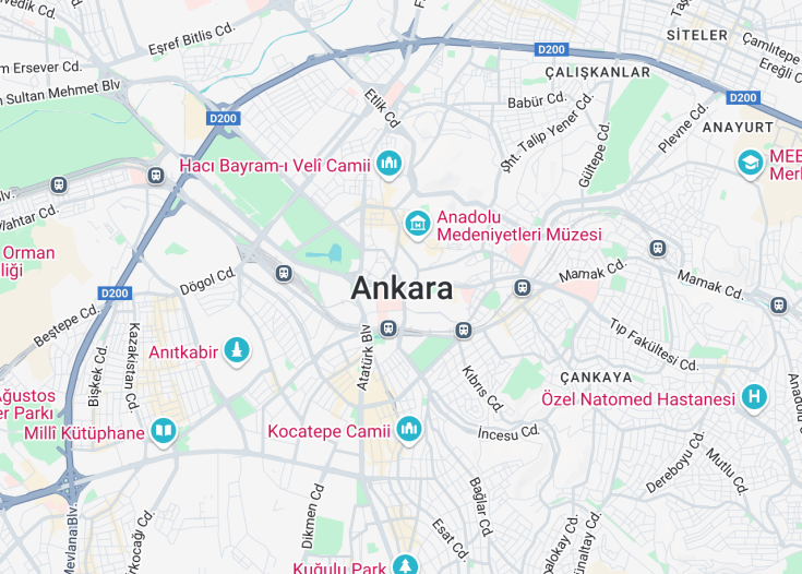 Map of Ankara, Turkey