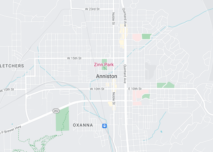 Map of Anniston, Alabama (USA)