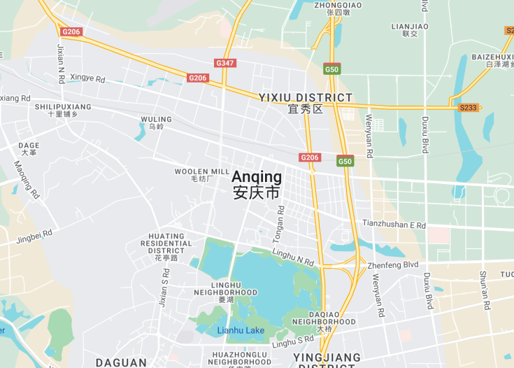 Map of Anqing, China