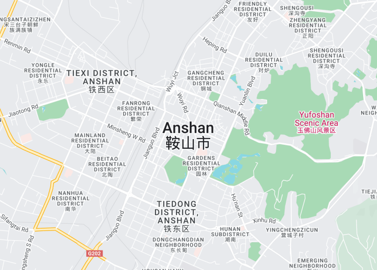 Map of Anshan, China