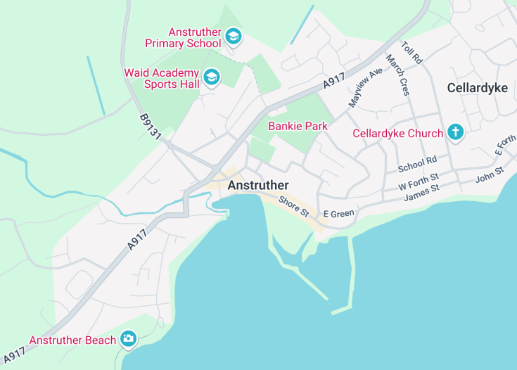 Map of Anstruther, Scotland (United Kingdom)