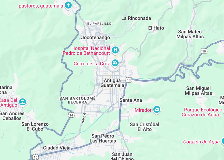 Map of Antigua, Guatemala