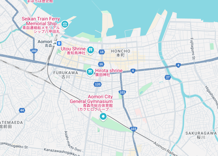 Map of Aomori, Japan