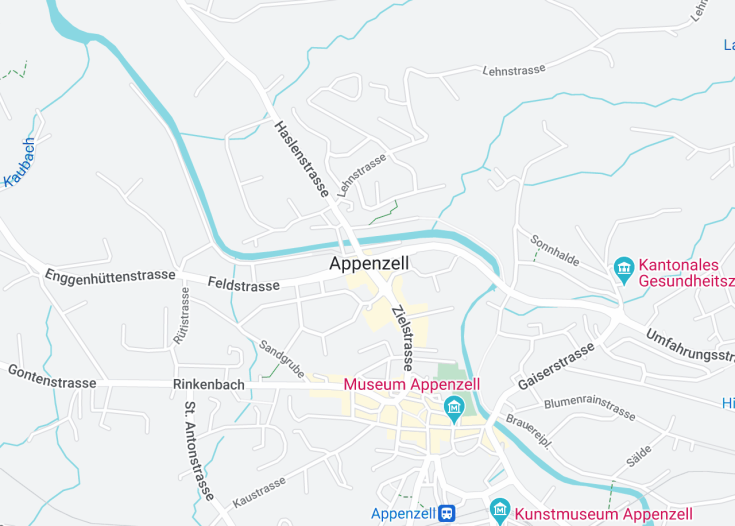 Map of Appenzell, Switzerland