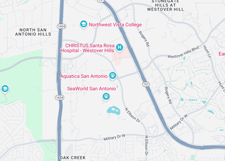 Map of Aquatica San Antonio, San Antonio