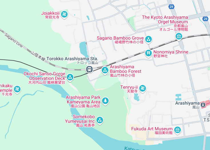 Map of Arashiyama Bamboo Grove, Kyoto