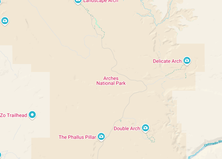 Map of Arches National Park, Moab