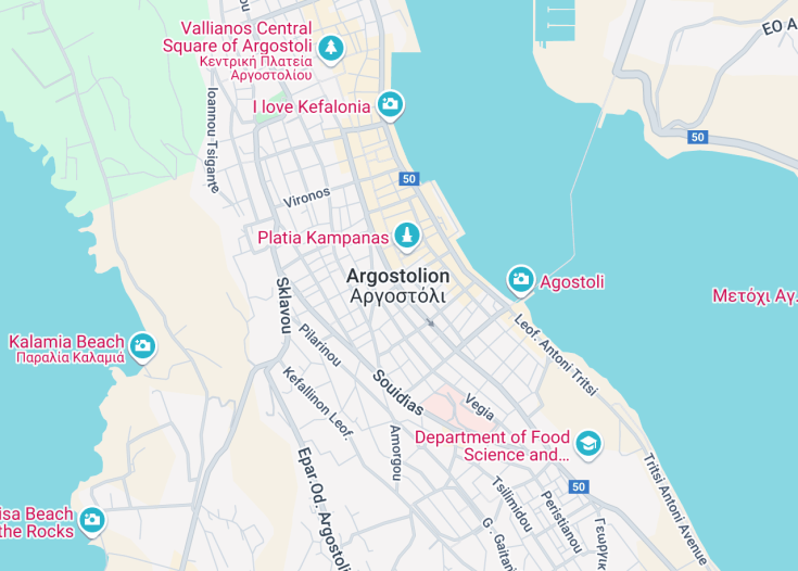 Map of Argostolion, Greece