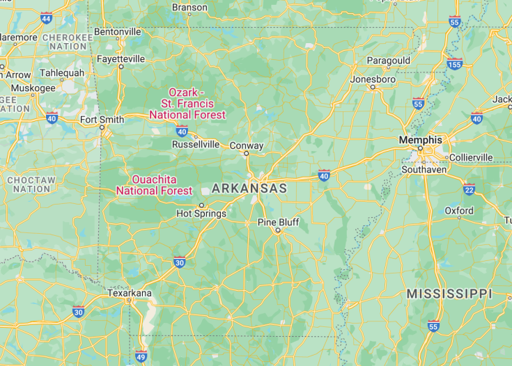 Map of Arkansas (USA), 